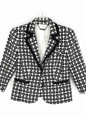 Trina Turk Cropped Blazer Black and Cream Size 4